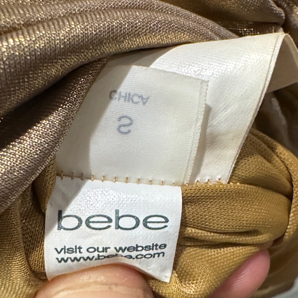 bebe Gold Backless Ruched Dress - Picture 3 of 8